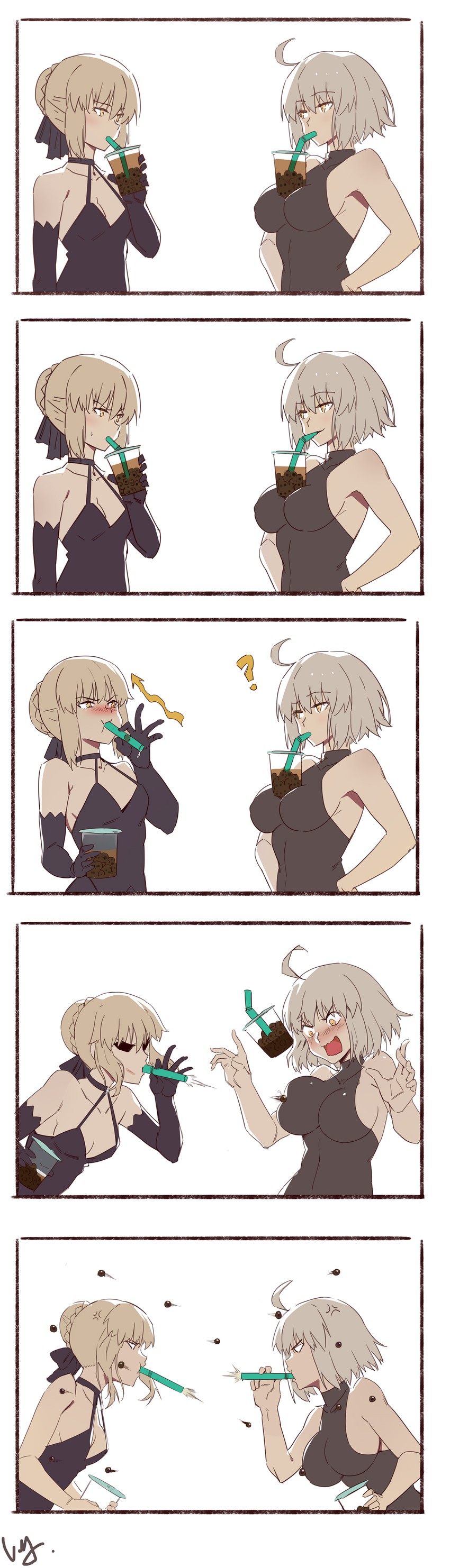 artoria pendragon, jeanne d'arc alter, and saber alter (fate and 1 more) drawn by club3