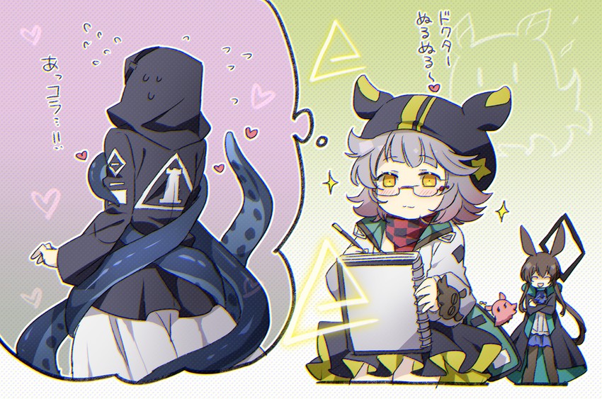 doctor, amiya, deepcolor, and tentacle (arknights) drawn by soukuu_kizuna