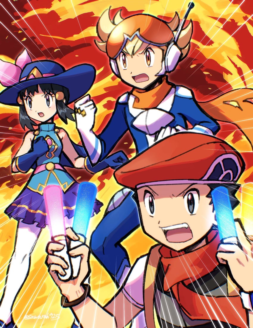 dawn, lucas, and barry (pokemon and 2 more) drawn by sawarabi_(sawarabi725)