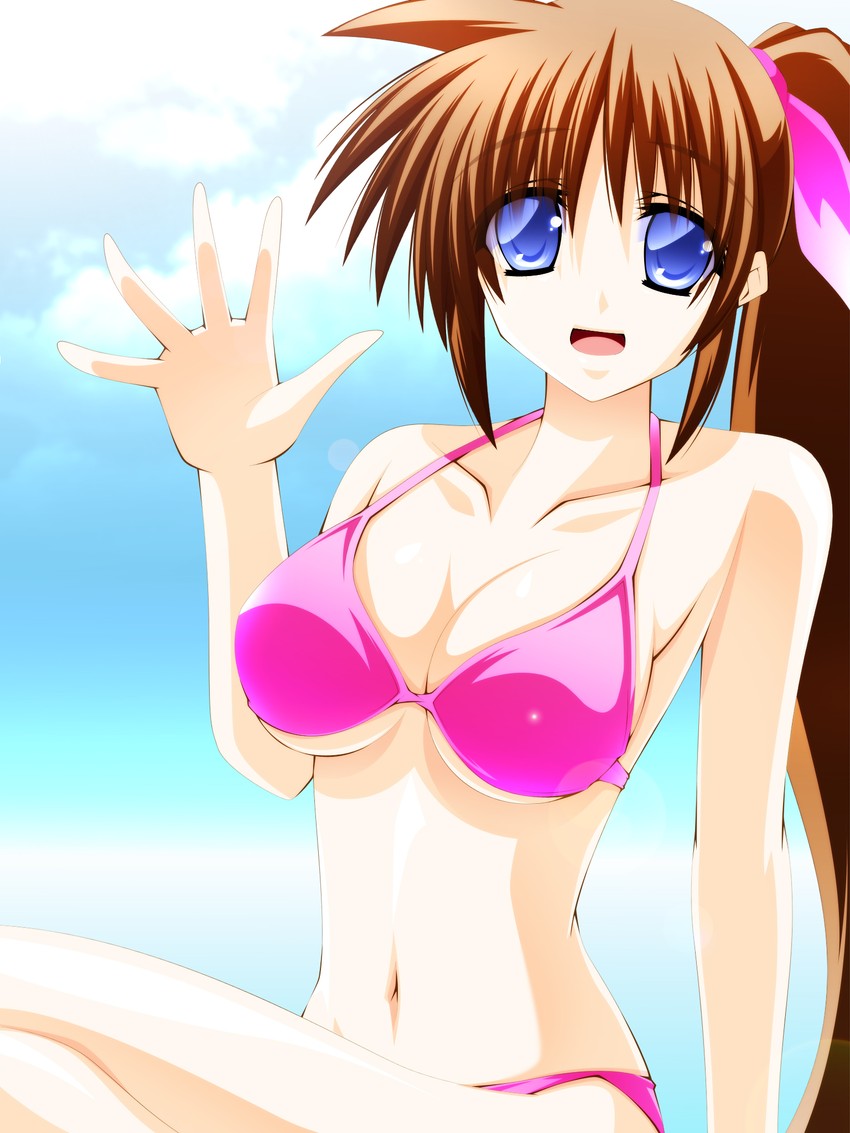 takamachi nanoha (lyrical nanoha and 1 more) drawn by engo_(aquawatery)