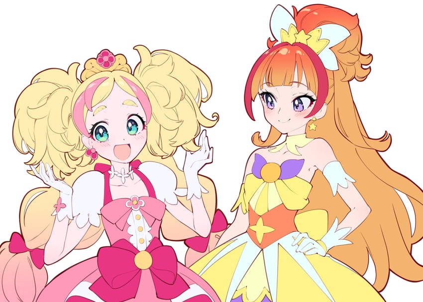 amanogawa kirara, haruno haruka, cure twinkle, and cure flora (precure and 1 more) drawn by sutora_binsuke