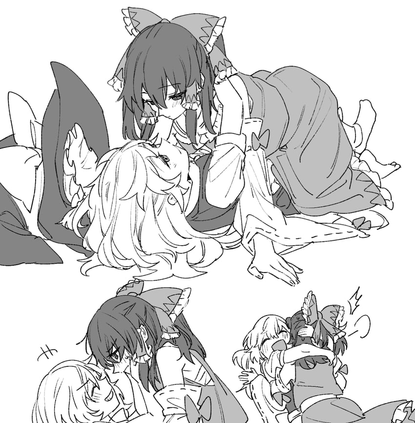 hakurei reimu and kirisame marisa (touhou) drawn by mero_(starfish_jcs)