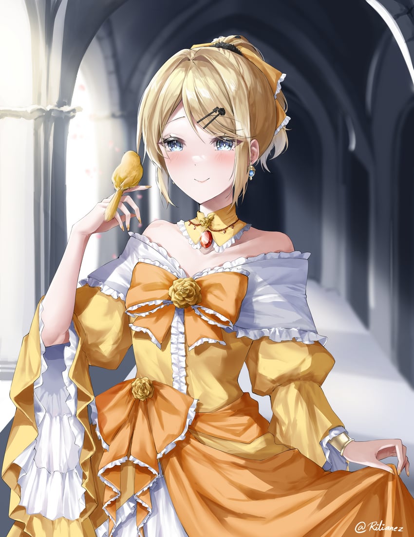 kagamine rin and riliane lucifen d'autriche (vocaloid and 1 more) drawn by rilianez