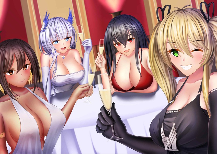 taihou, illustrious, south dakota, and hornet (azur lane) drawn by kazuki9487