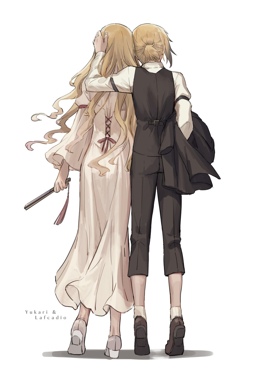 yakumo yukari, maribel hearn, and lafcadio hearn (touhou) drawn by karaori