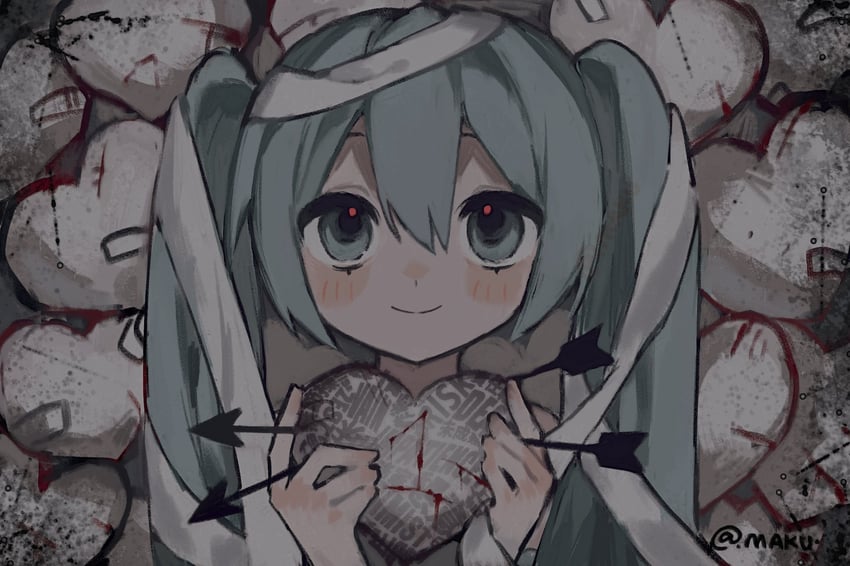 hatsune miku (vocaloid and 1 more) drawn by makucrp