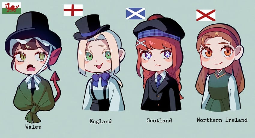 wales, scotland, northern ireland, and england (original) drawn by kuroussa