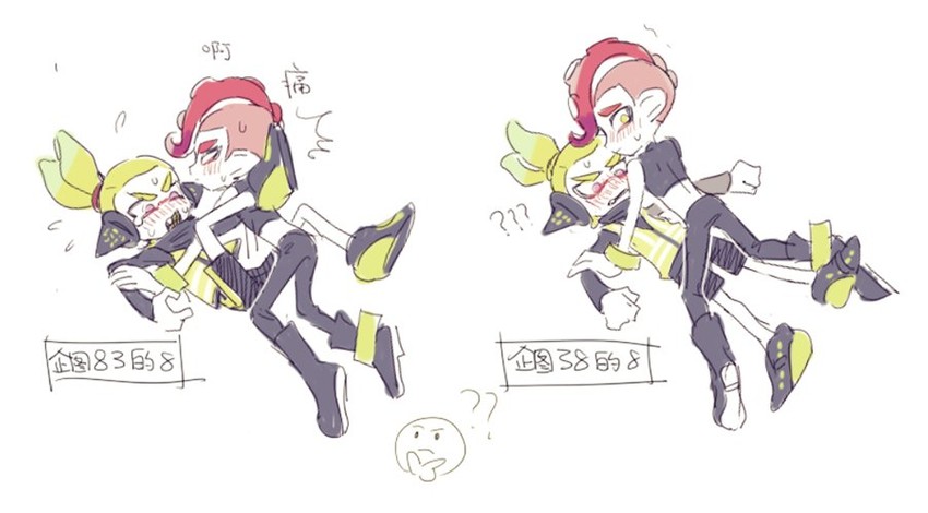 inkling player character, octoling player character, inkling boy, agent 8, octoling boy, and 1 more (splatoon and 1 more) drawn by noii