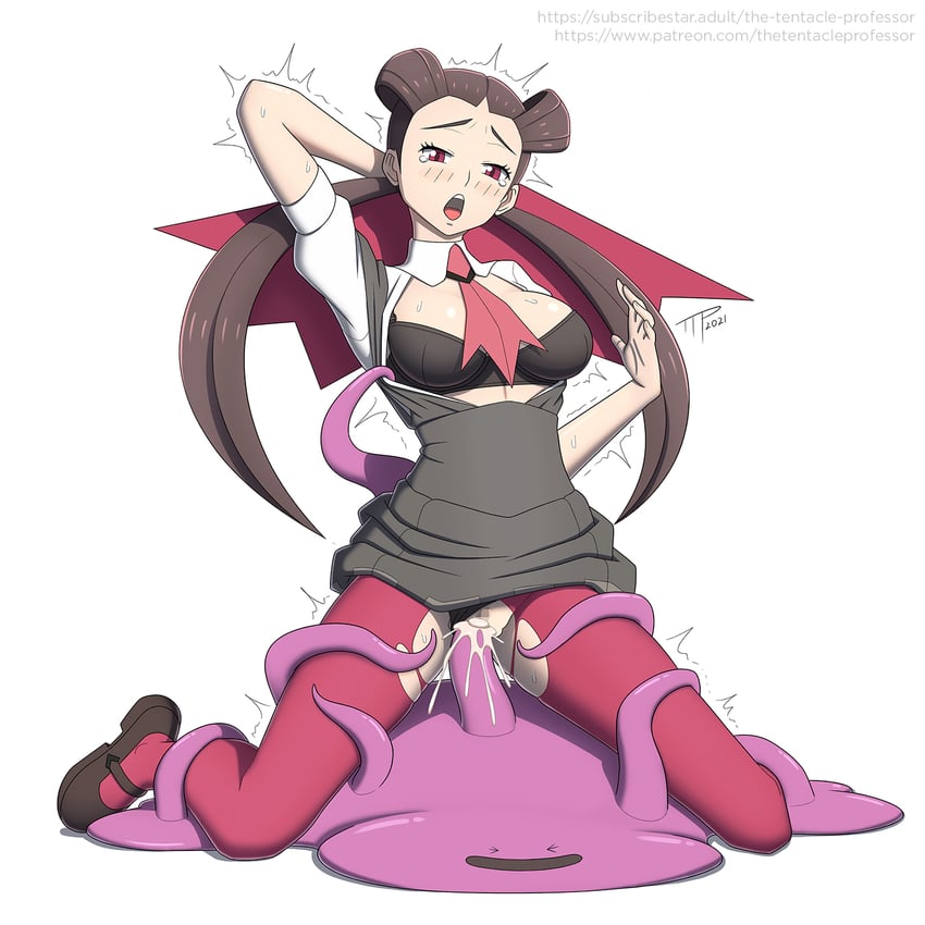 ditto and roxanne (pokemon and 1 more) drawn by the_tentacle_professor