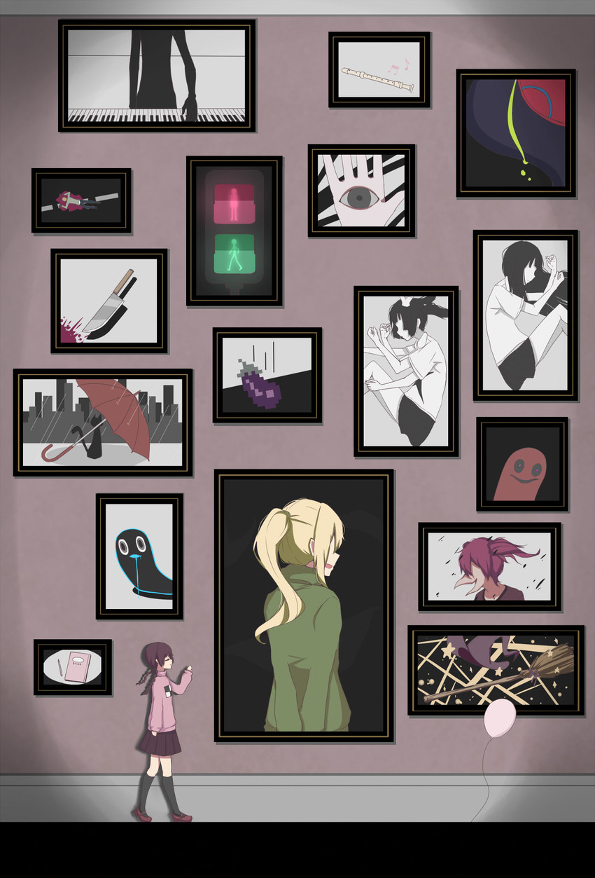 madotsuki, poniko, monoko, monoe, sekomumasada sensei, and 4 more (yume nikki) drawn by aie