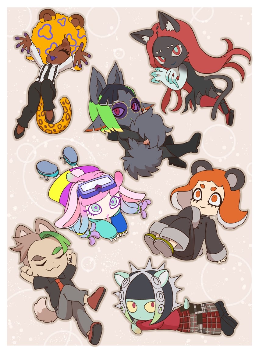 tao blu, harmony, oonie, kiki, nami, and 2 more (splatoon) drawn by togeshiro_azami