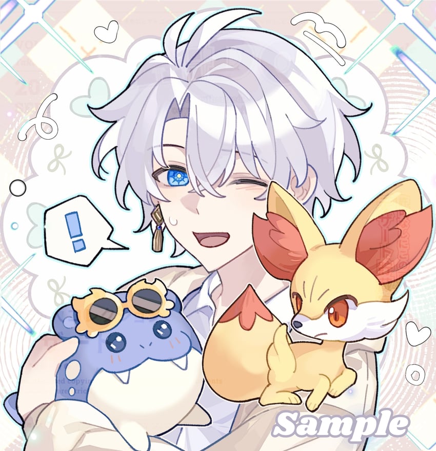 phainon, fennekin, and spheal (pokemon and 2 more) drawn by ruiz-tutu