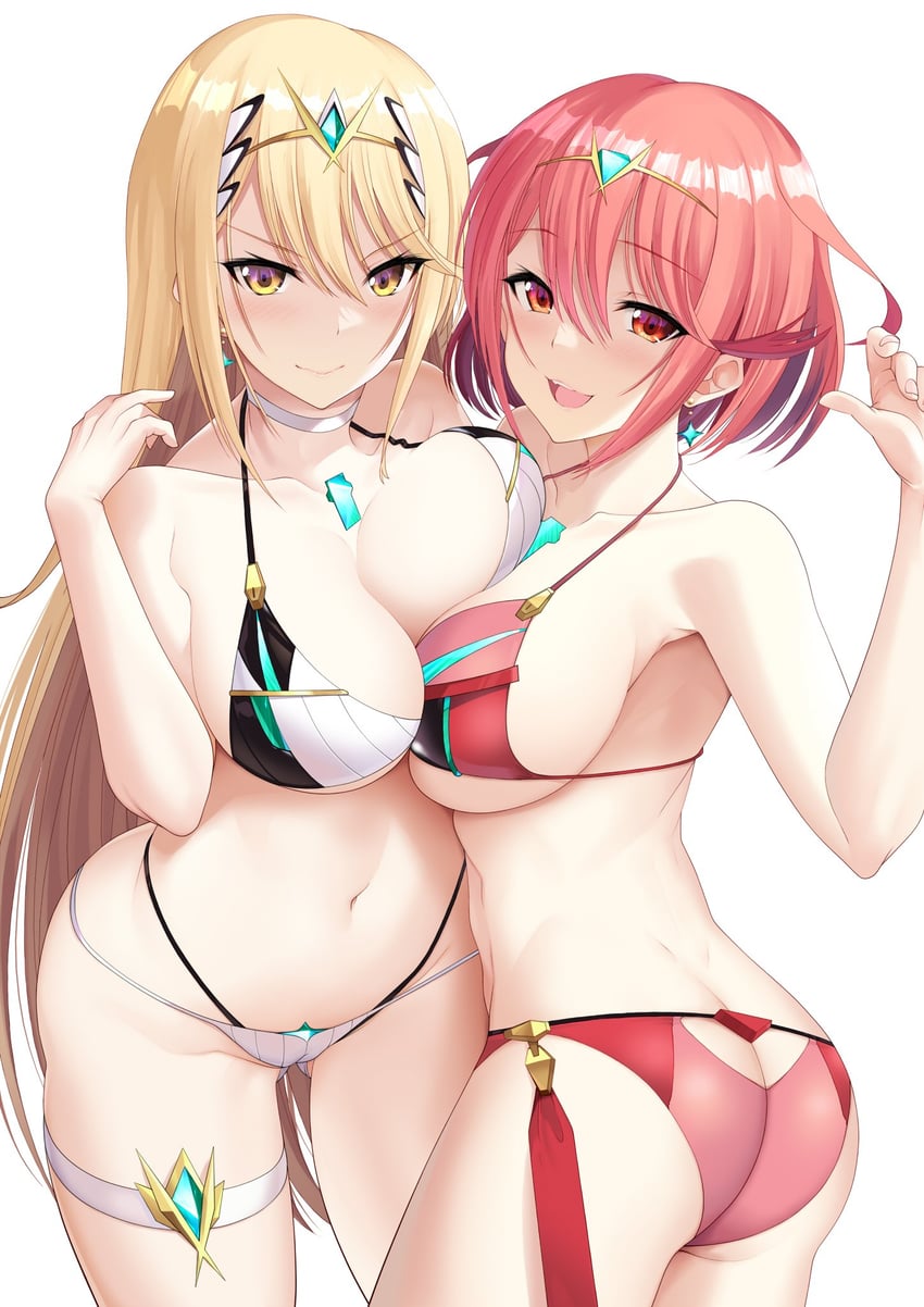 pyra and mythra (xenoblade chronicles and 1 more) drawn by daive