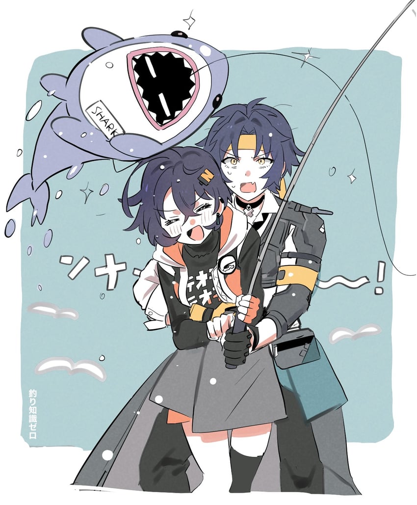 belle, asaba harumasa, and sharkboo (zenless zone zero) drawn by yuchizero