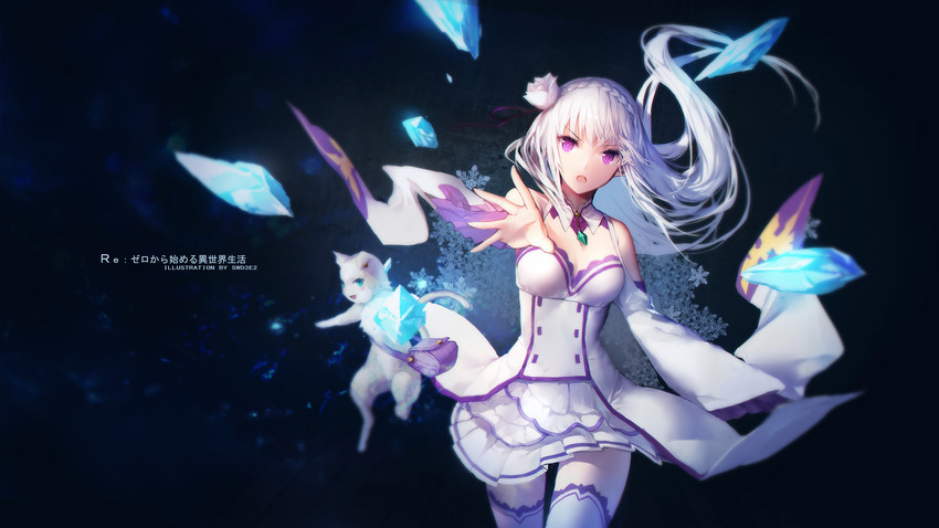 emilia and puck (re:zero kara hajimeru isekai seikatsu) drawn by swd3e2