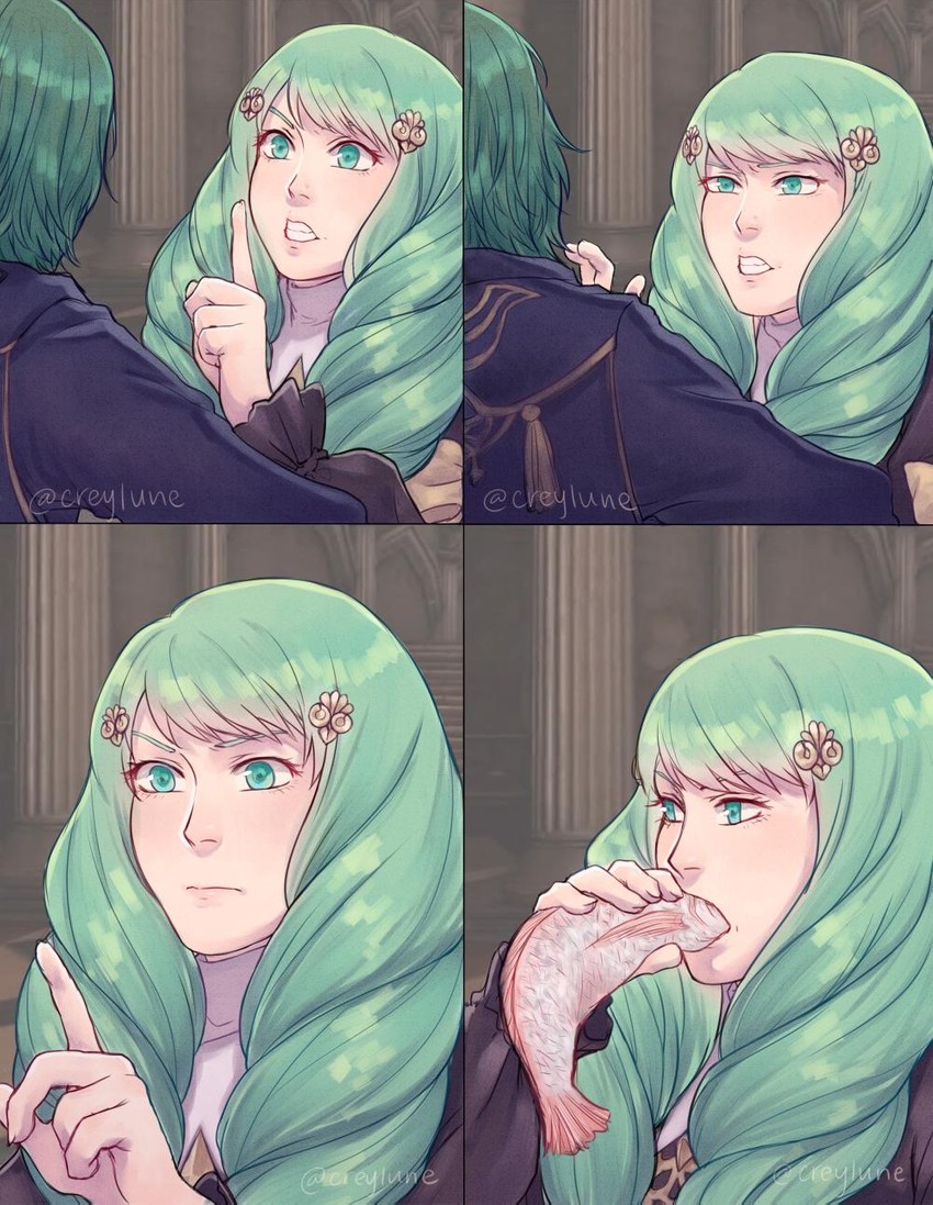 flayn, seteth, and jamie lee curtis (fire emblem and 1 more) drawn by jen_(creylune)