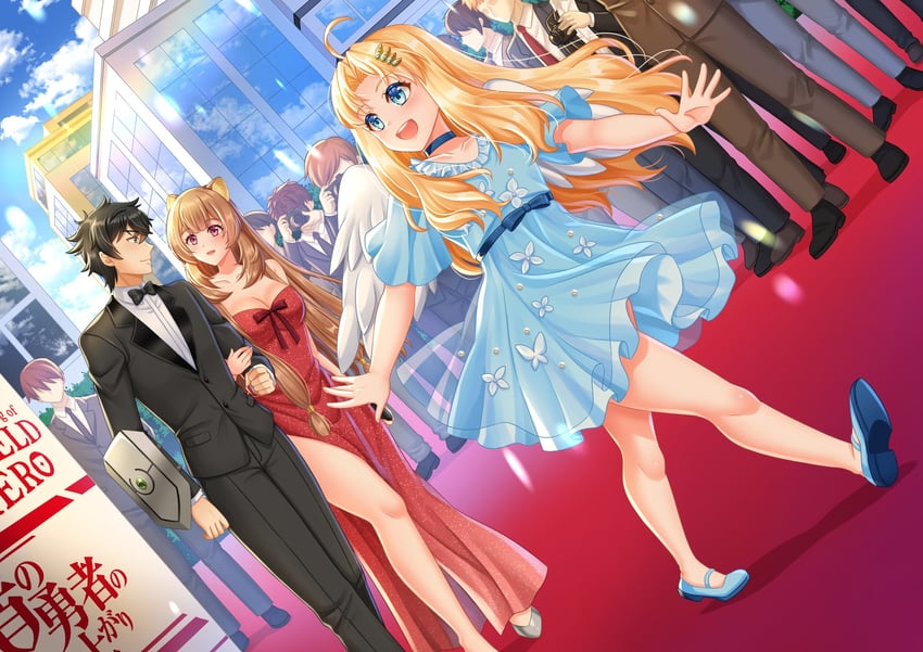 raphtalia, iwatani naofumi, and filo (tate no yuusha no nariagari) drawn by villyane