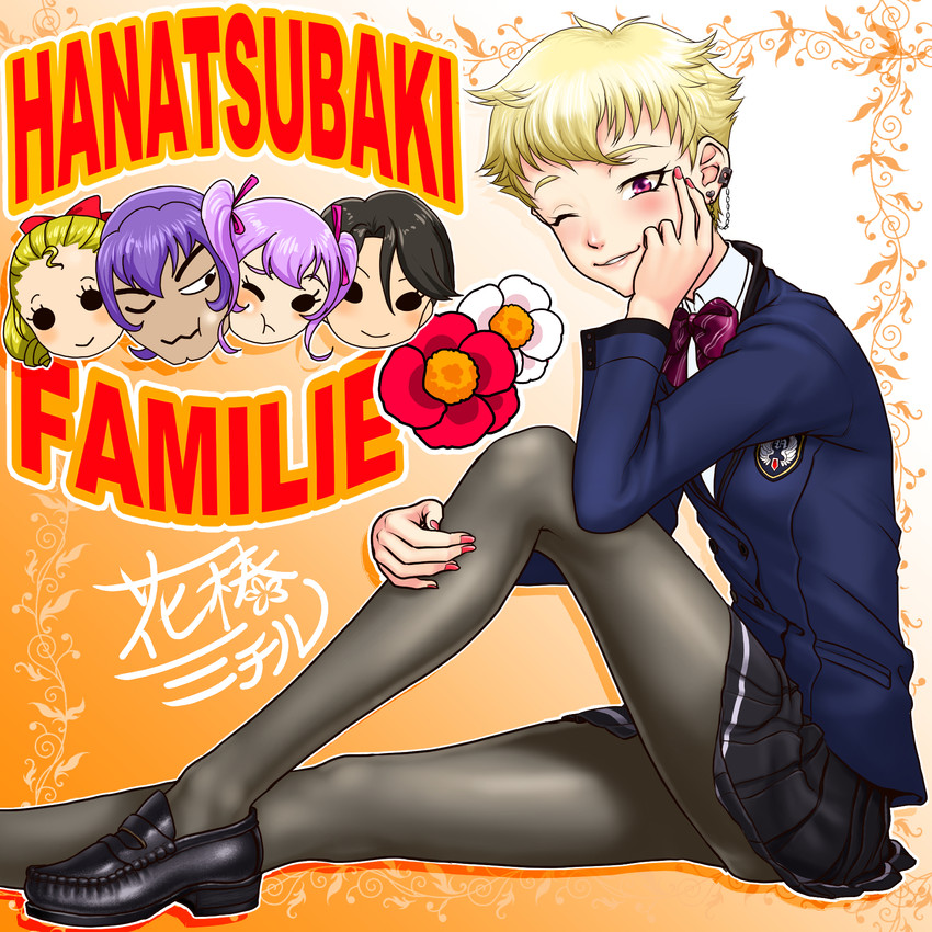 hanatsubaki karen, hanatsubaki hikaru, hanatsubaki michiru, hanatsubaki himeko, and hanatsubaki goro (tokimeki memorial and 5 more) drawn by boro