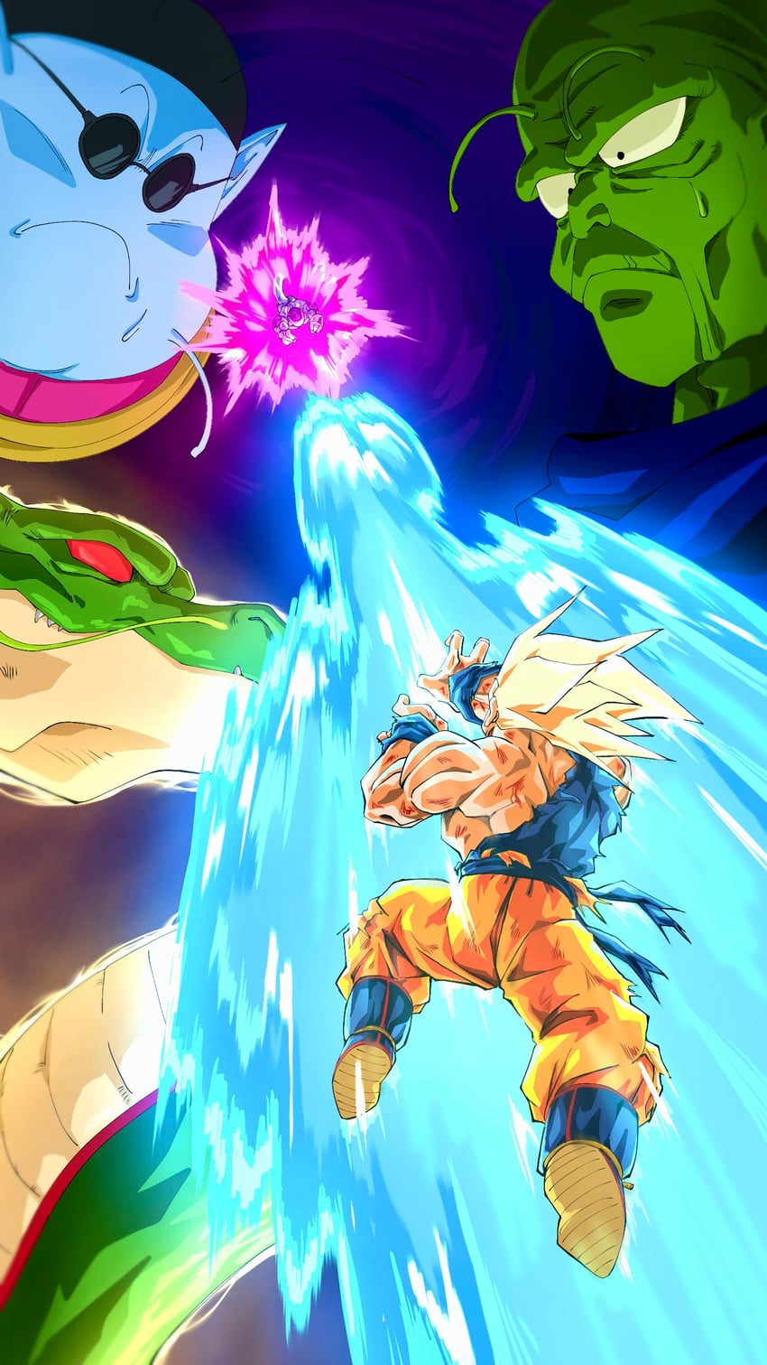 son goku, frieza, shenron, north kaiou, full power frieza, and 1 more (dragon ball and 1 more) drawn by nishitakuart