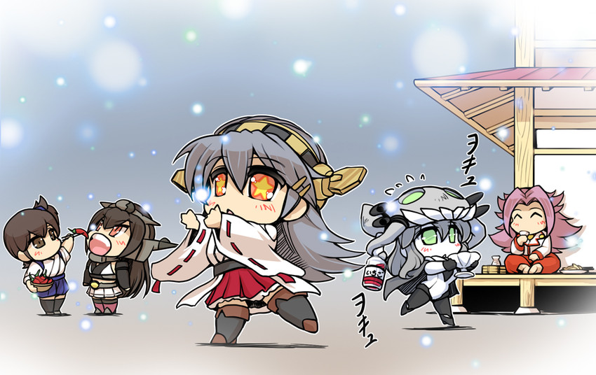 kaga, haruna, nagato, wo-class aircraft carrier, and jun'you (kantai collection) drawn by hisahiko