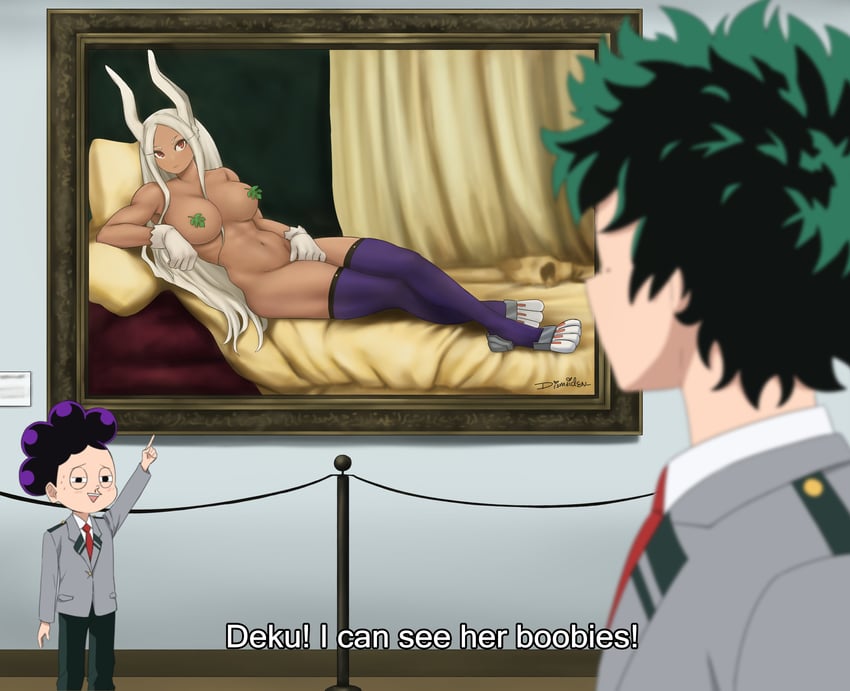 midoriya izuku, mirko, and mineta minoru (boku no hero academia and 1 more) drawn by dismaiden
