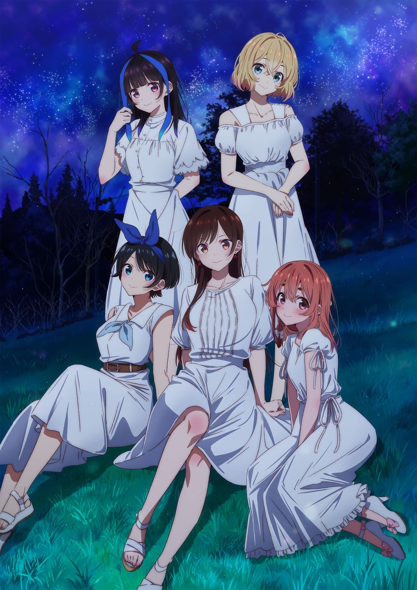 mizuhara chizuru, sarashina ruka, nanami mami, sakurasawa sumi, and yaemori mini (kanojo okarishimasu) drawn by hirayama_kanna