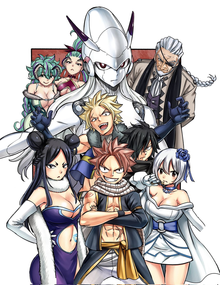 natsu dragneel, yukino agria, minerva orlando, sting eucliffe, rogue cheney, and 4 more (fairy tail) drawn by mashima_hiro