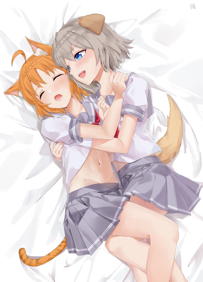 watanabe you and takami chika (love live! and 1 more) drawn by feza_chen_(ushaku)