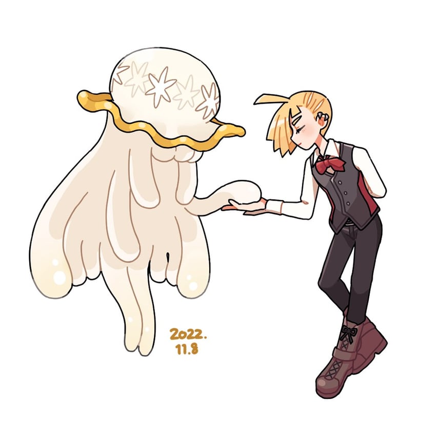 gladion, nihilego, and lillie (pokemon and 1 more) drawn by daifuku_(pokefuka_art)