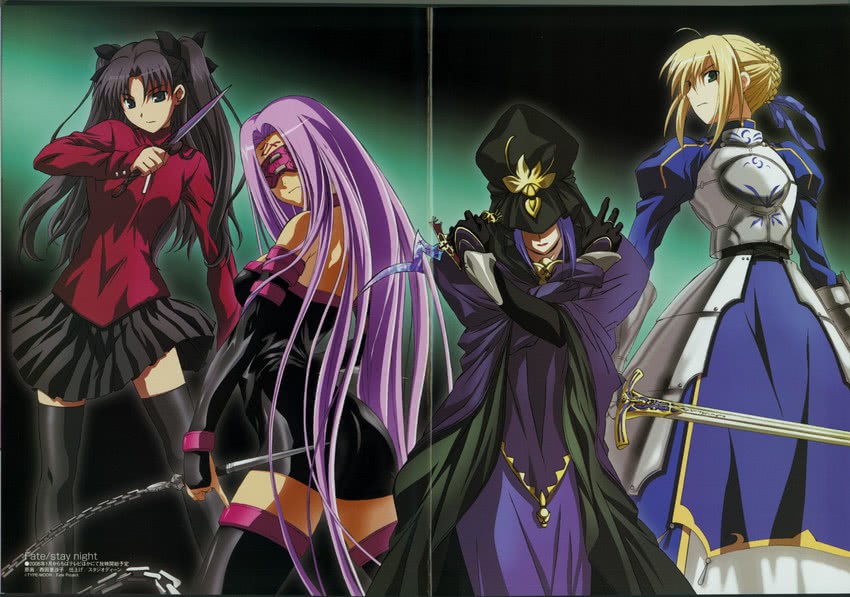 artoria pendragon, saber, tohsaka rin, medusa, and medea (fate and 2 more) drawn by nishida_asako