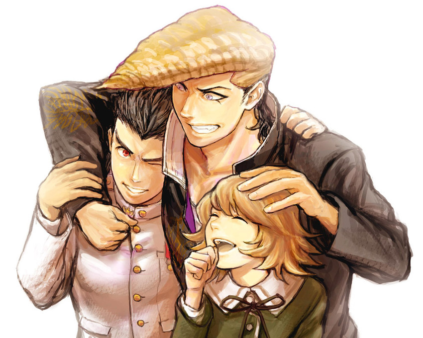 fujisaki chihiro, ishimaru kiyotaka, and owada mondo (danganronpa and 1 more) drawn by ganpiro
