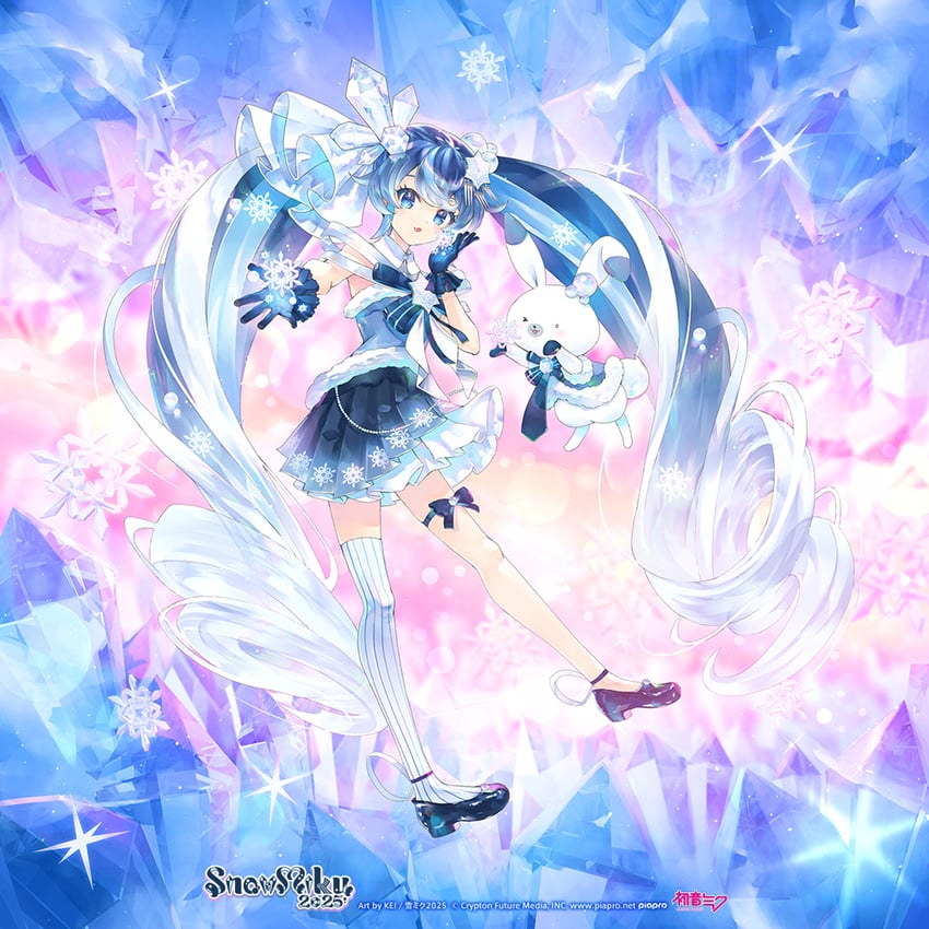 hatsune miku, yuki miku, and rabbit yukine (vocaloid) drawn by kei_(keigarou)