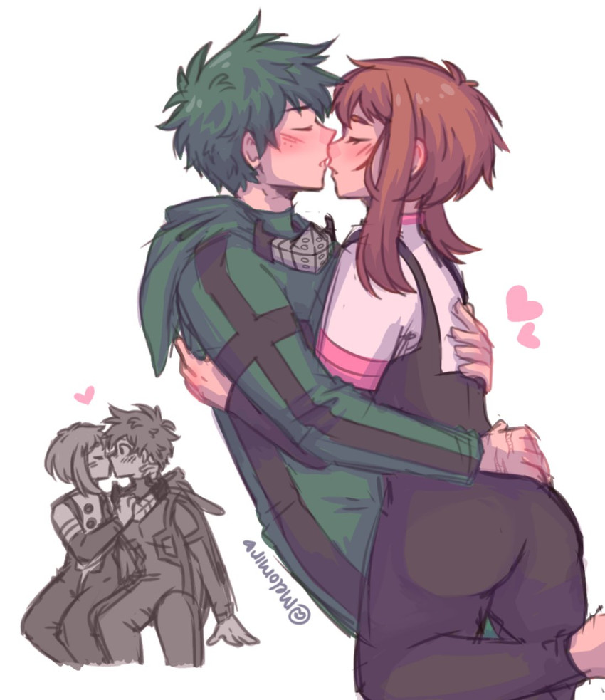 midoriya izuku and uraraka ochaco (boku no hero academia) drawn by melomlr