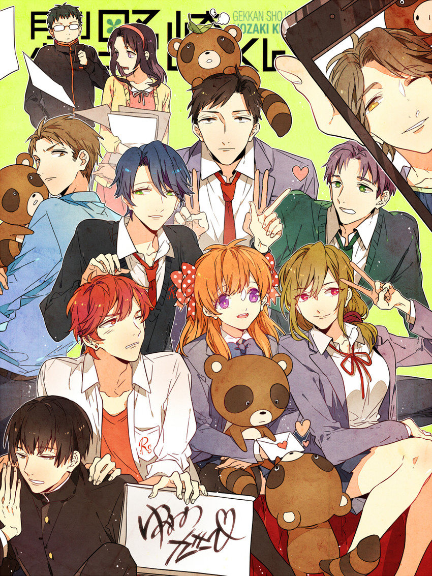 sakura chiyo, kashima yuu, nozaki umetarou, hori masayuki, mikoshiba mikoto, and 6 more (gekkan shoujo nozaki-kun) drawn by rookya