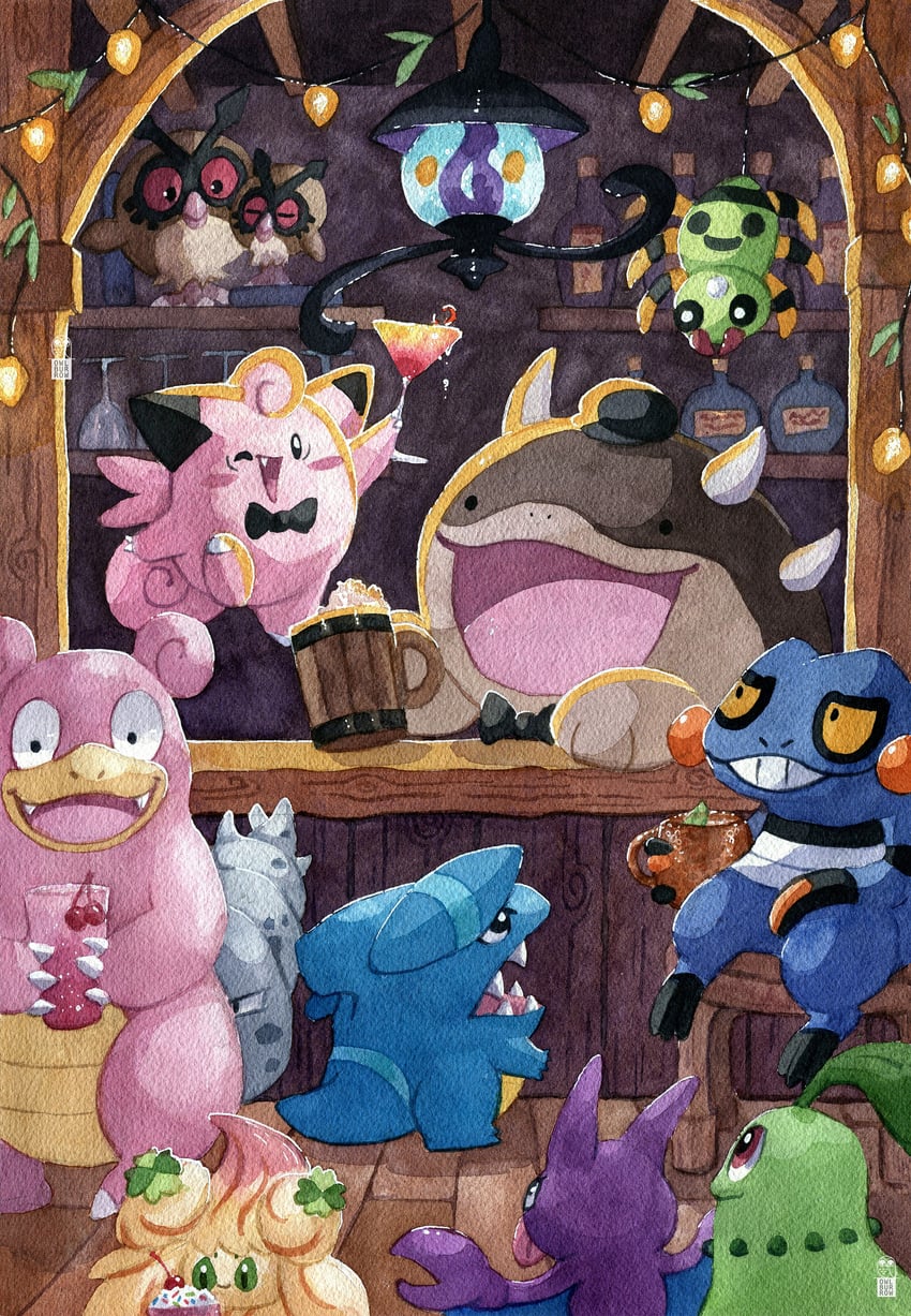 chikorita, alcremie, clefairy, clodsire, gible, and 6 more (pokemon) drawn by trulyavaporeon