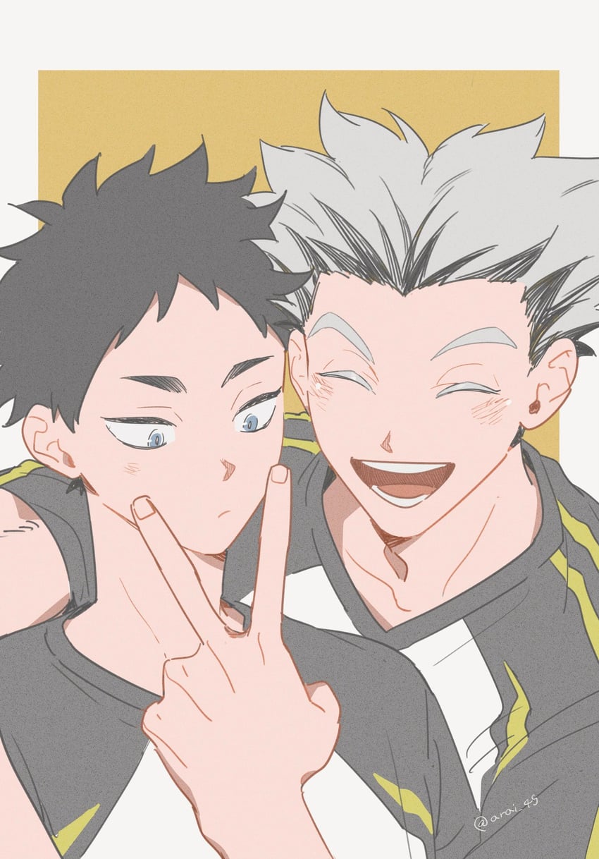 bokuto koutarou and akaashi keiji (haikyuu!!) drawn by arai_45