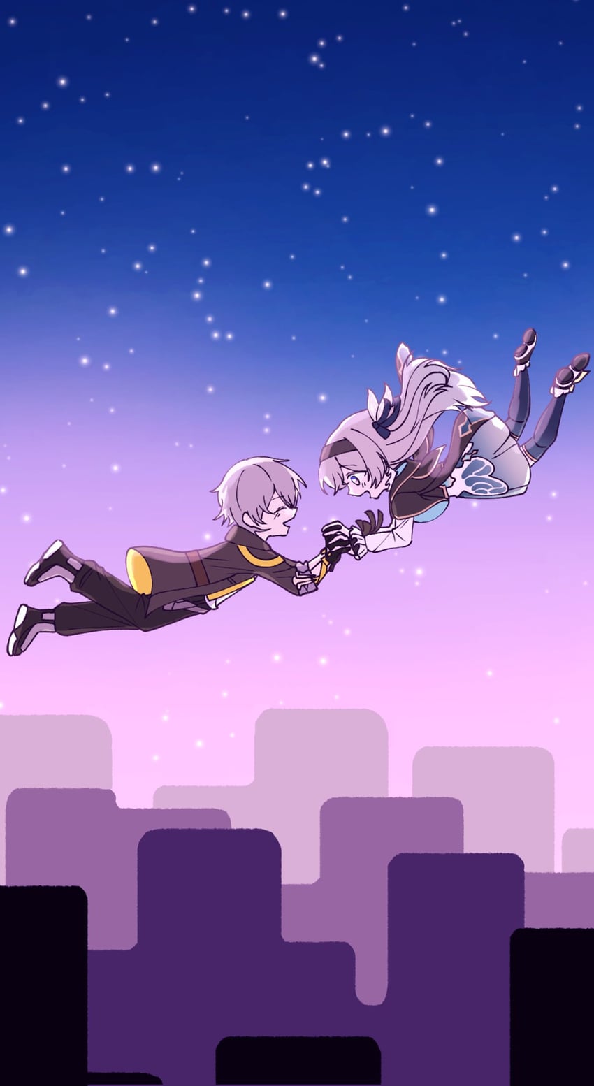 trailblazer, firefly, and caelus (honkai and 1 more) drawn by keomma884