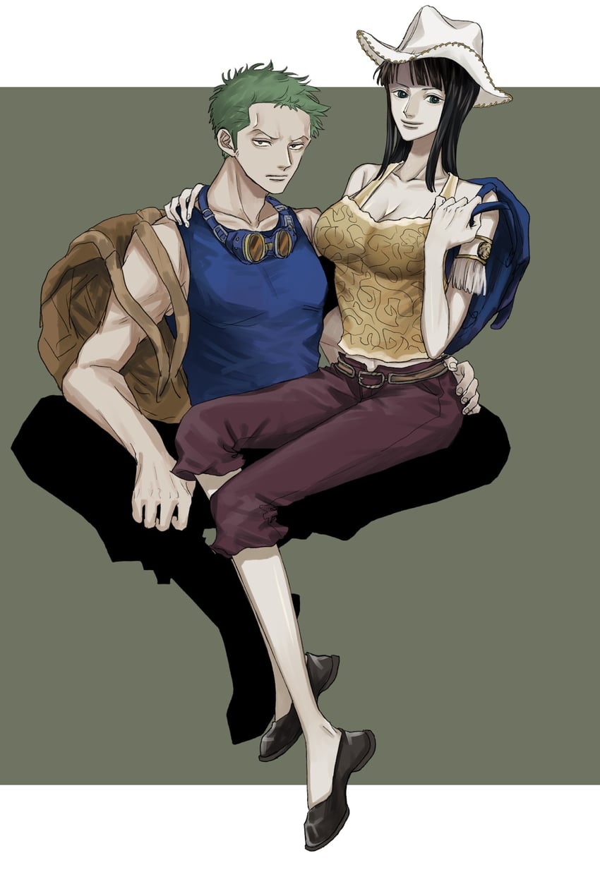 nico robin and roronoa zoro (one piece) drawn by nsgw