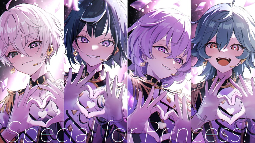sagiri esu, hanamura fuyume, natsu kanna, and hojo raika (ensemble stars!) drawn by yoshio_tachi