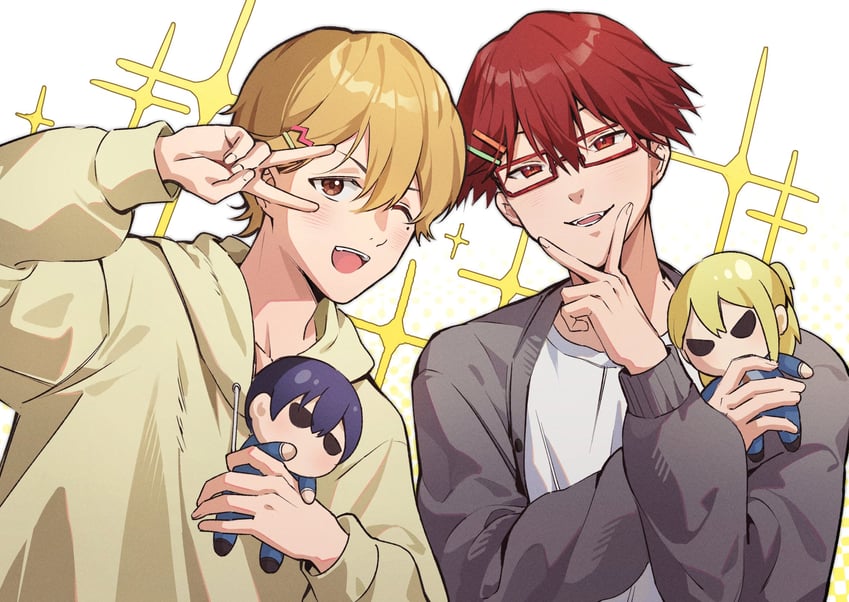 kaname kei, chihaya shunpei, kiyomine haruka, and todou aoi (boukyaku battery) drawn by hoshiko2233