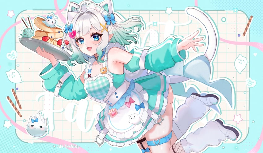 mint fantome and wisps (indie virtual youtuber) drawn by aki_hoshino