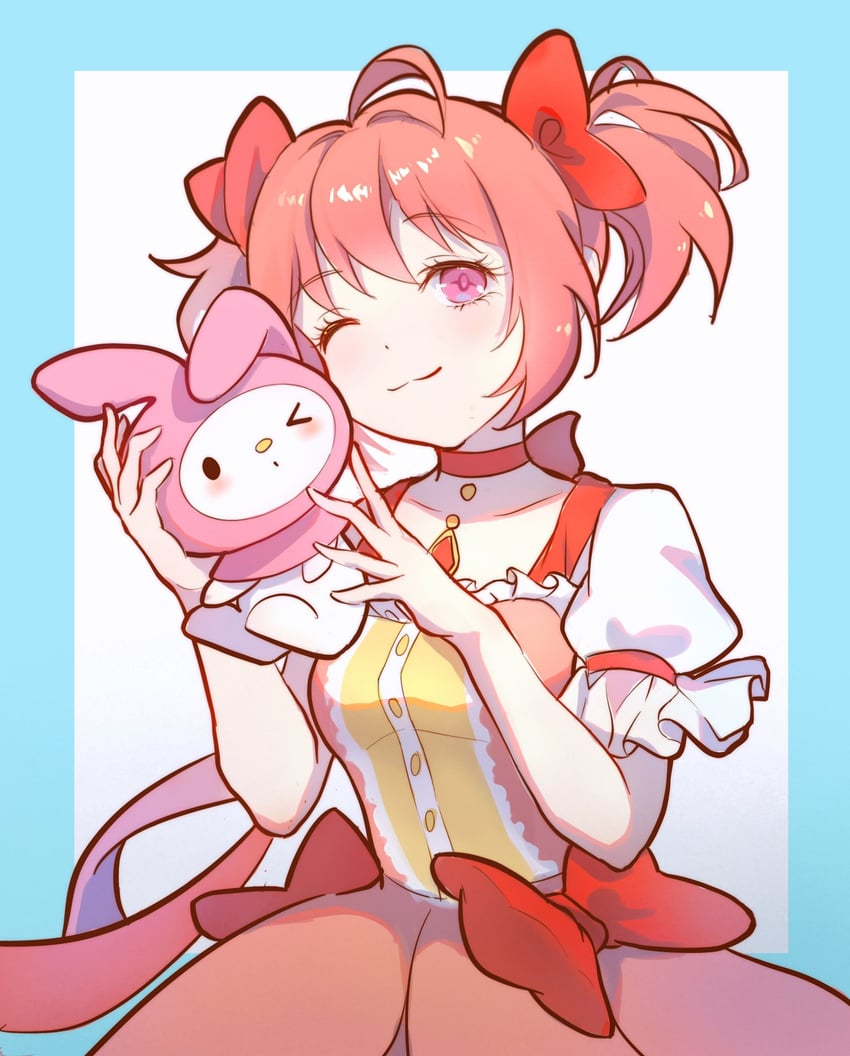 kaname madoka and my melody (mahou shoujo madoka magica and 2 more) drawn by cloudyman