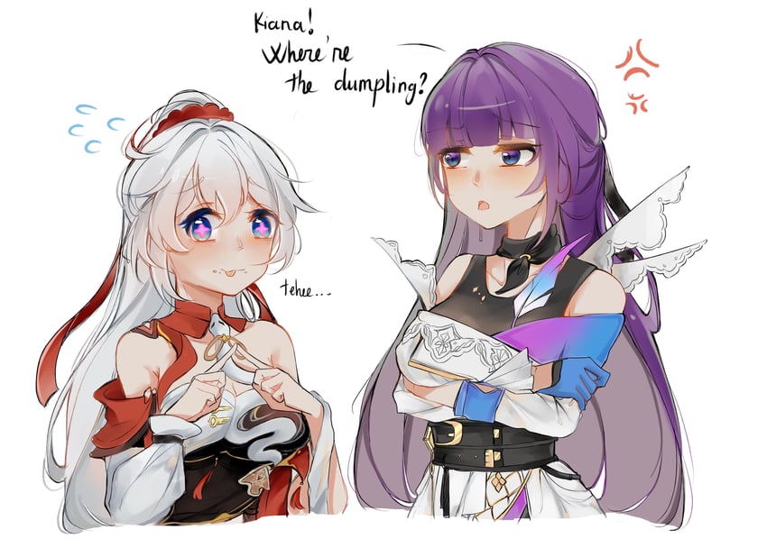 kiana kaslana and raiden mei (honkai and 1 more) drawn by mikori