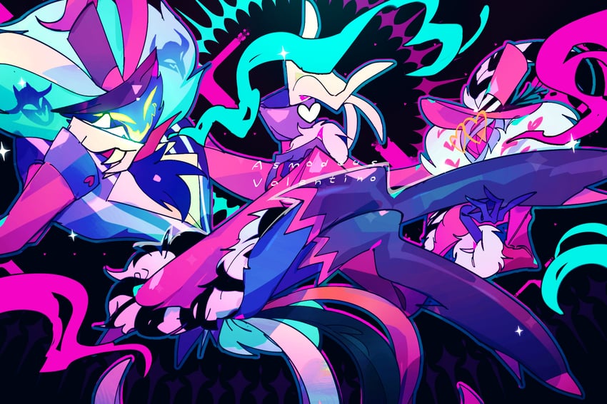 valentino and asmodeus (hazbin hotel and 1 more) drawn by ama0805