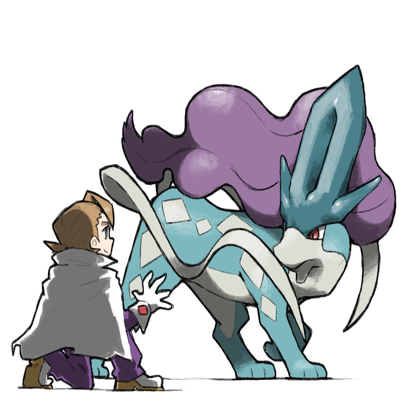 suicune and eusine (pokemon and 1 more) drawn by blacknirrow