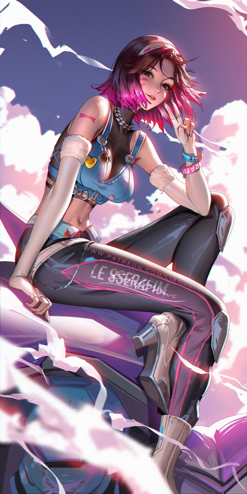 d.va and dazzle d.va (overwatch and 1 more) drawn by liang_xing