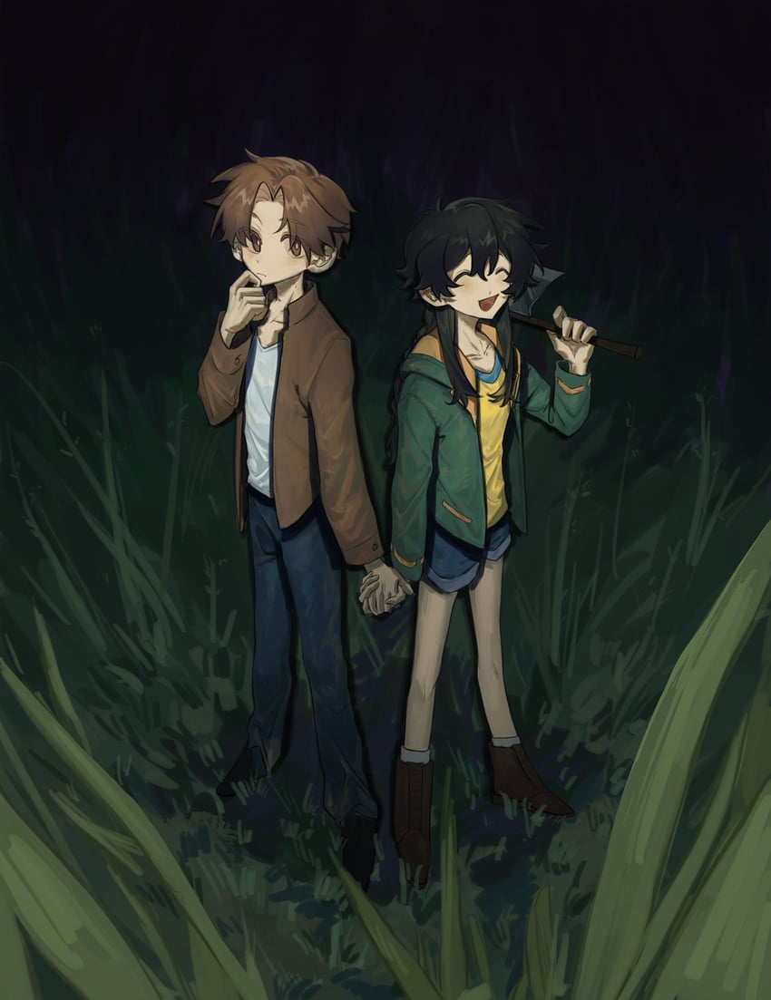 serizawa chiemi and fusaishi haruaki (raging loop) drawn by dianbo635