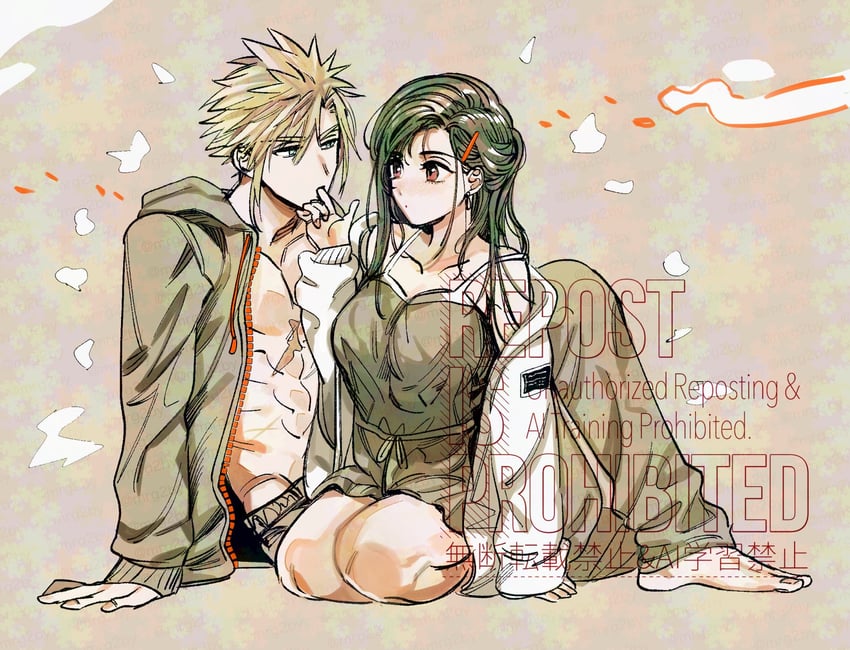 tifa lockhart and cloud strife (final fantasy and 1 more) drawn by mrg2by