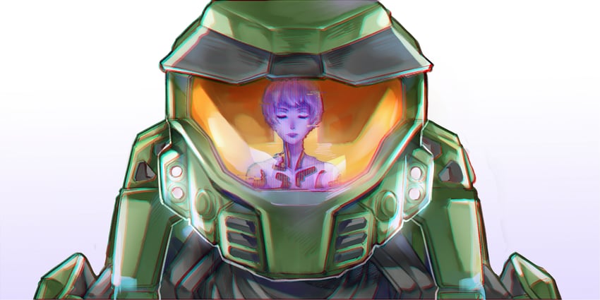 master chief and cortana (halo and 1 more) drawn by sky_kiki