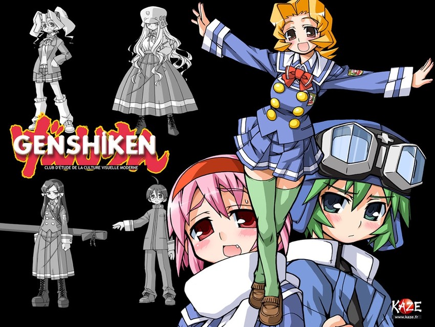ritsuko kubel kettenkrad, kisaragi kasumi, akiyama tokino, asagiri komaki, risa humvee, and 2 more (genshiken and 1 more)